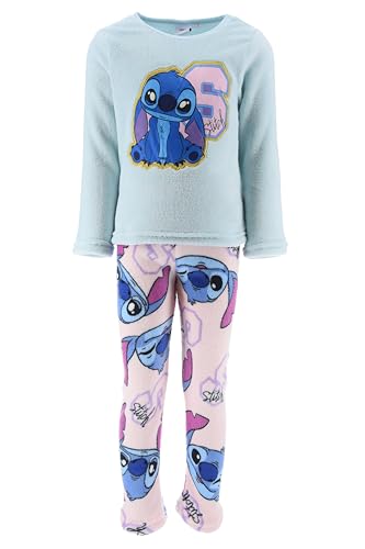Disney Lilo und Stitch Pyjama für Mädchen, Samt T-Shirt und Lange Hose, Zweiteiliger Schlafanzug aus Weichem Fleece, Größe 6 Jahre | Türkis von Disney