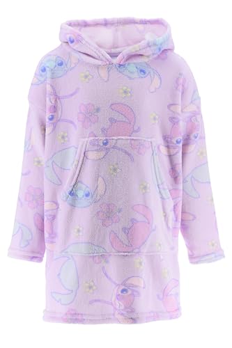 Disney Stitch Decke Kapuzenpullover für Mädchen, Weicher Fleece Bademantel, Sweatshirt mit Kinder, Geschenk für Mädchen, Größe 6/8 Jahre | Lila von Disney