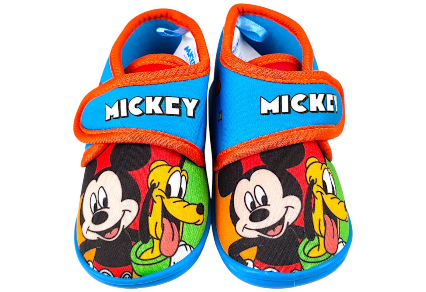 Disney Mickey Mouse Mickey & Pluto Hausschuh Jungen Pantoffeln mit Klettverschluss Gr. 22-27 von Disney Mickey Mouse