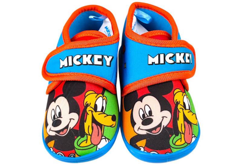 Disney Mickey Mouse Mickey & Pluto Hausschuh Jungen Pantoffeln mit Klettverschluss Gr. 22-27 von Disney Mickey Mouse