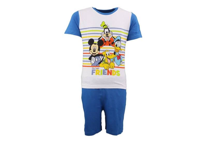 Disney Mickey Mouse Schlafanzug Mickey Maus Goofy Donald Duck Kinder Jugend kurzarm Pyjama Gr. 98 bis 128, Baumwolle von Disney Mickey Mouse