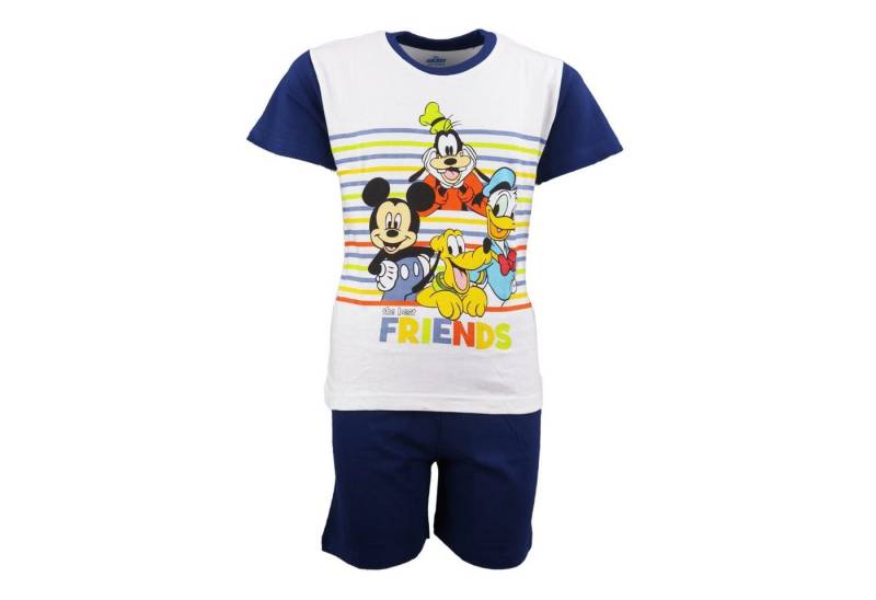 Disney Mickey Mouse Schlafanzug Mickey Maus Goofy Donald Duck Kinder Jugend kurzarm Pyjama Gr. 98 bis 128, Baumwolle von Disney Mickey Mouse