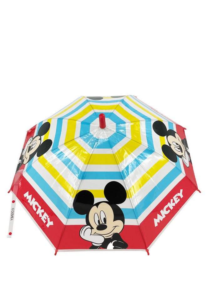 Disney Mickey Mouse Stockregenschirm Kinder Regenschirm bunt Streifen 82 cm, windfest von Disney Mickey Mouse