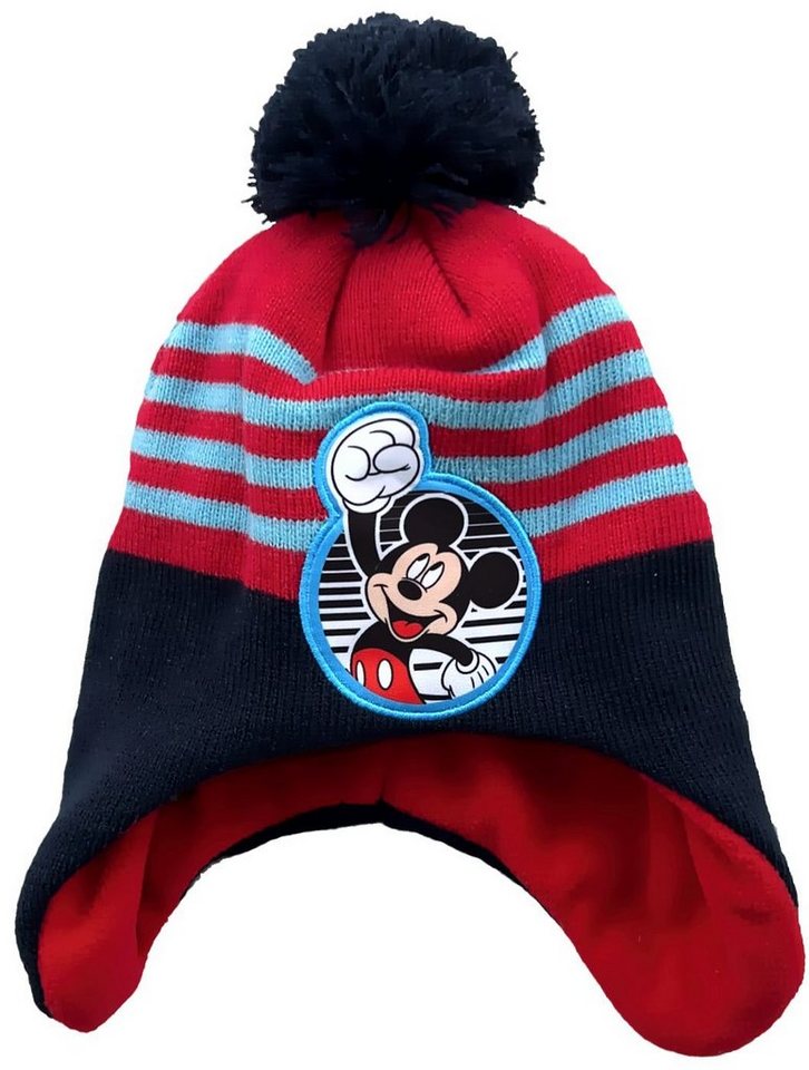 Disney Mickey Mouse Strickmütze Mickey Mouse Kinder Mütze warme Ohren Wintermütze von Disney Mickey Mouse