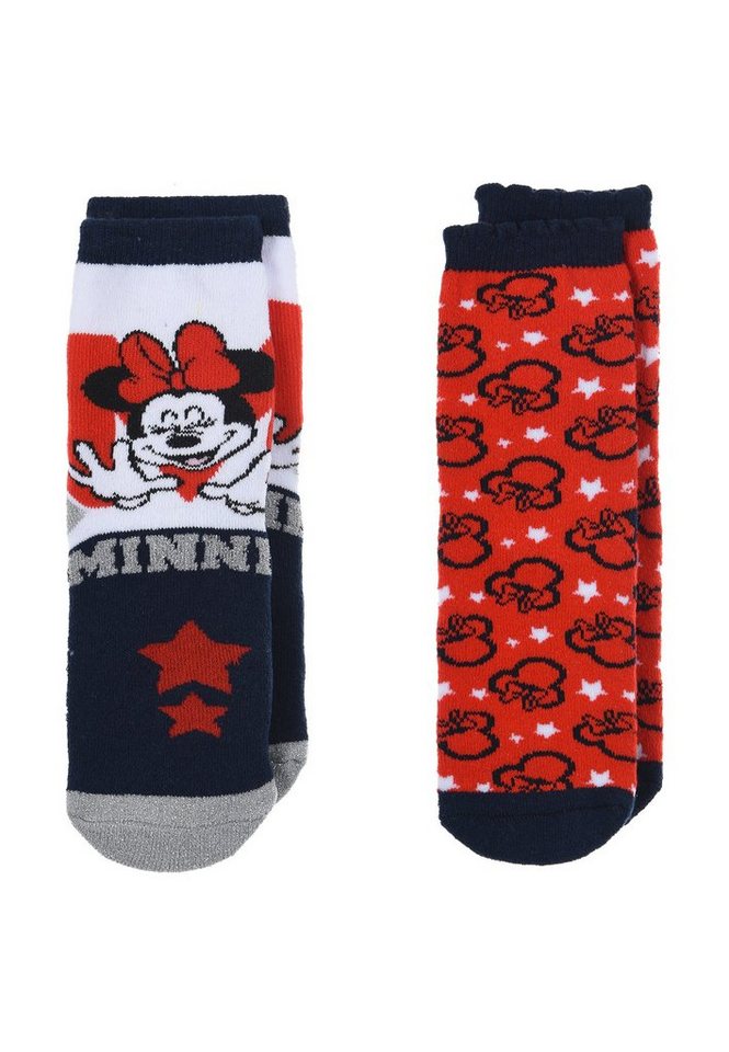 Disney Minnie Mouse ABS-Socken Kinder Mädchen Strümpfe Socken (2-Paar) mit Gummi-Noppen von Disney Minnie Mouse