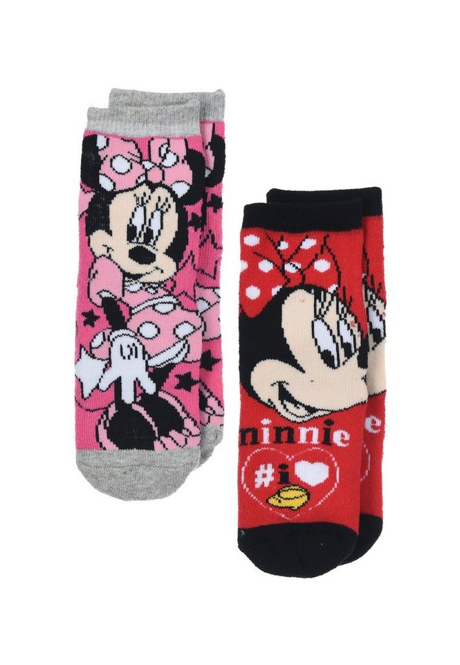 Disney Minnie Mouse ABS-Socken Kinder Mädchen Strümpfe Socken (2-Paar) mit Gummi-Noppen von Disney Minnie Mouse
