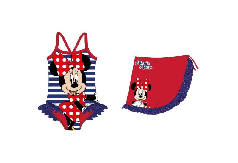 Disney Minnie Mouse Badeanzug Kinder Badebekleidung mit Sarong von Disney Minnie Mouse