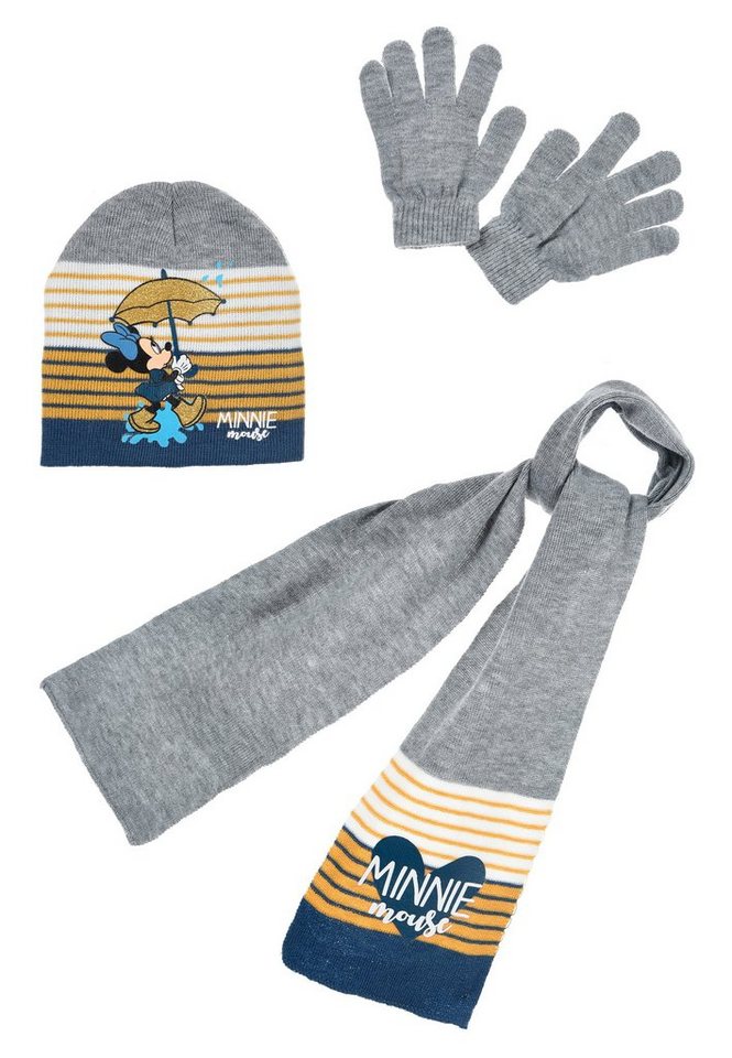 Disney Minnie Mouse Beanie Mädchen Kinder Winter-Set 3 tlg. Mütze, Schal & Handschuhe (SET) von Disney Minnie Mouse