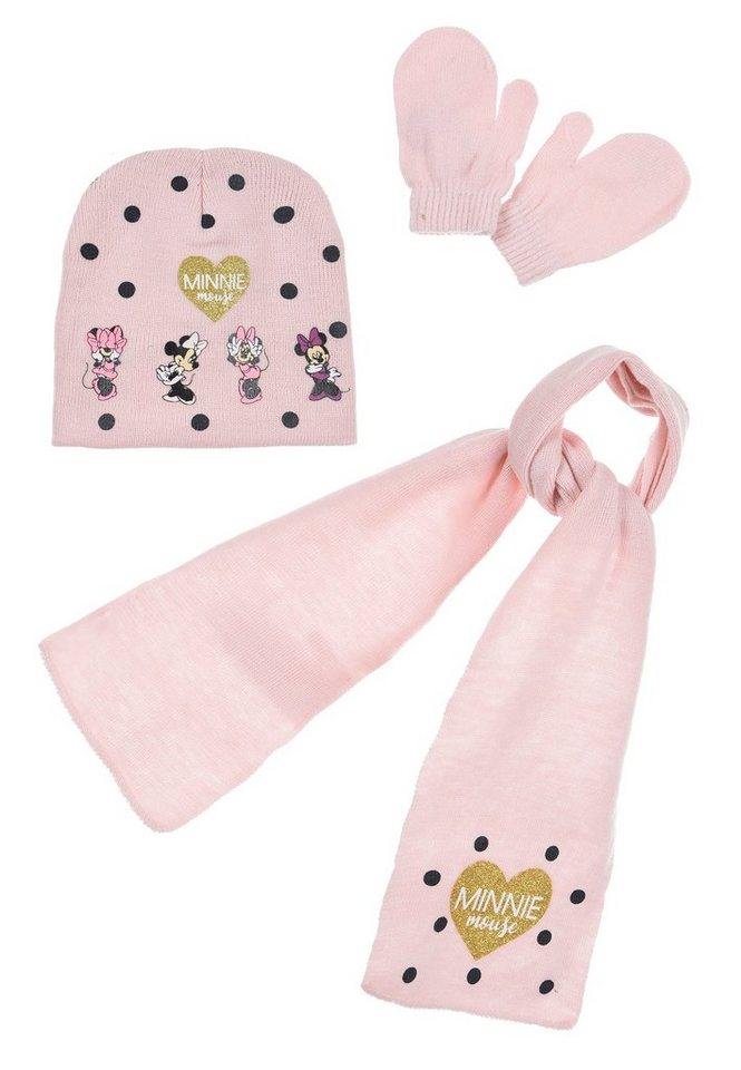Disney Minnie Mouse Beanie Mädchen Kinder Winter-Set 3 tlg. Mütze, Schal & Handschuhe (SET) von Disney Minnie Mouse