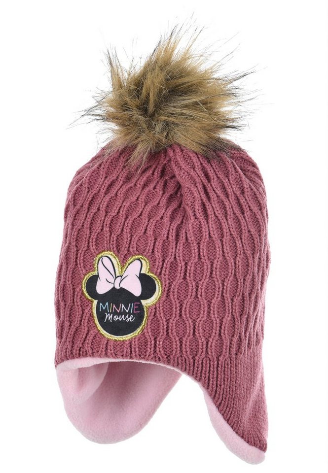 Disney Minnie Mouse Bommelmütze Baby Mädchen Winter-Mütze Strick-Bommel-Mütze von Disney Minnie Mouse