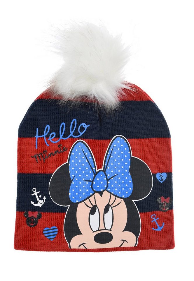 Disney Minnie Mouse Bommelmütze Baby Mädchen Winter-Mütze von Disney Minnie Mouse