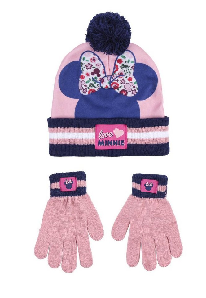 Disney Minnie Mouse Bommelmütze Kinder Mädchen Winter-Set Mütze Handschuhe (SET) von Disney Minnie Mouse