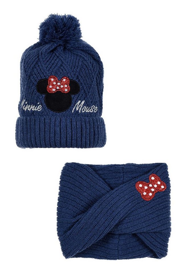 Disney Minnie Mouse Bommelmütze Kinder Mädchen Winter-Set Mütze und Loop Mini Maus (SET) von Disney Minnie Mouse