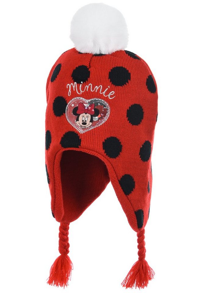 Disney Minnie Mouse Bommelmütze Mädchen Kinder Winter-Bommel-Mütze von Disney Minnie Mouse