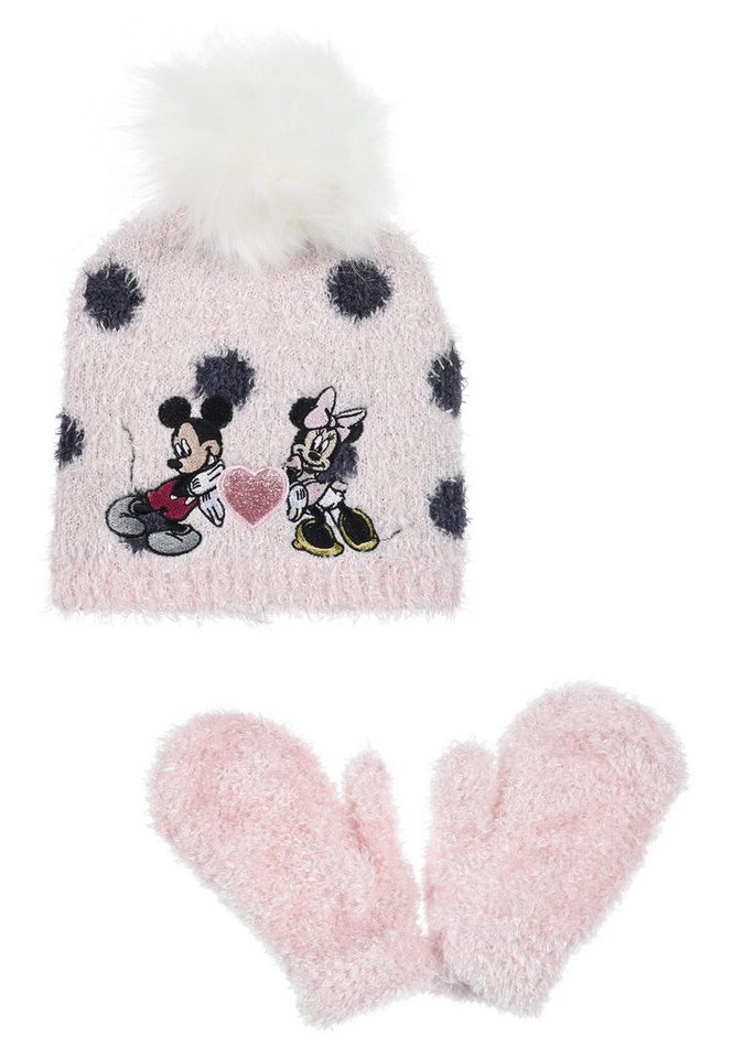 Disney Minnie Mouse Bommelmütze Mädchen Kinder Winter-Set 2 tlg. Mütze & Handschuhe (SET) von Disney Minnie Mouse