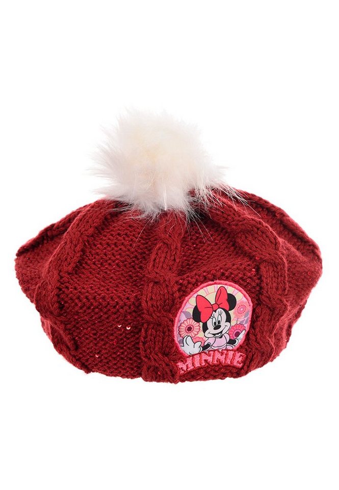 Disney Minnie Mouse Bommelmütze Mädchen Kinder Winter-Strick-Baskenmütze von Disney Minnie Mouse