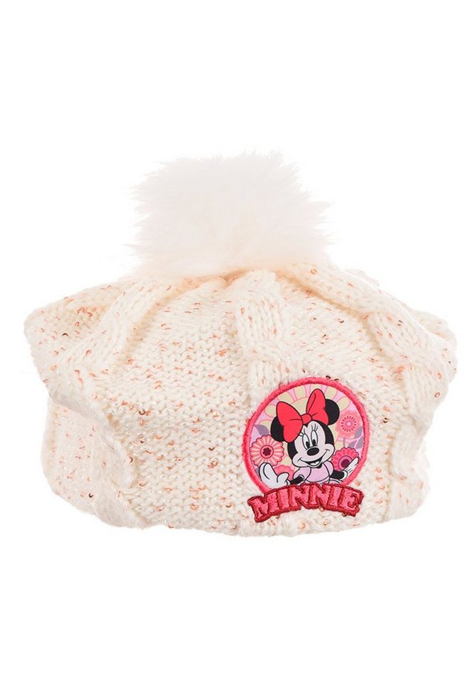 Disney Minnie Mouse Bommelmütze Mädchen Kinder Winter-Strick-Baskenmütze von Disney Minnie Mouse