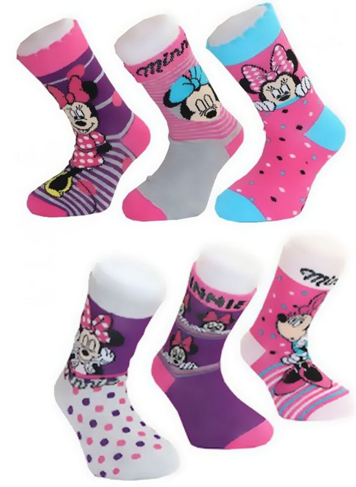 Disney Minnie Mouse Feinsocken Minne Mouse 6 Paar Mädchen Strümpfe Socken Kindersocken von Disney Minnie Mouse