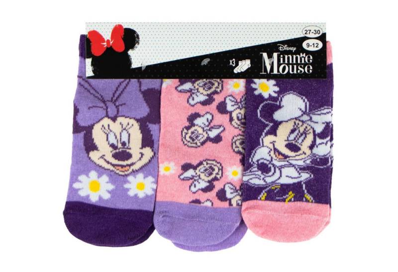 Disney Minnie Mouse Feinsöckchen Minnie Mouse Socken Set - 3 Pack Sneaker Strümpfe für Kinder von Disney Minnie Mouse