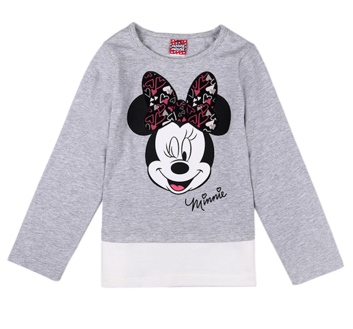 Disney Minnie Mouse Langarmshirt Disney Minnie Mouse Langarmshirt Lagenlook Schleife mit Herzen hellgra (1-tlg) von Disney Minnie Mouse