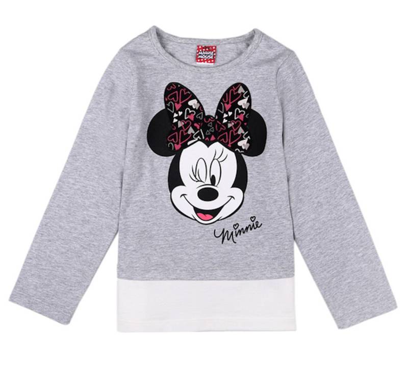 Disney Minnie Mouse Langarmshirt Disney Minnie Mouse Langarmshirt Lagenlook Schleife mit Herzen hellgra (1-tlg) von Disney Minnie Mouse
