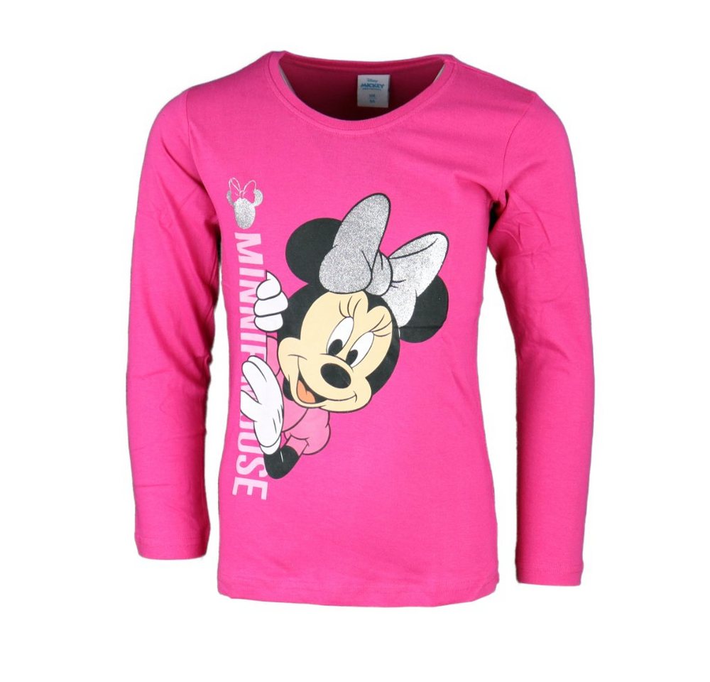 Disney Minnie Mouse Langarmshirt Minnie Maus Kinder Mädchen Shirt Gr. 104-134, 100% Baumwolle von Disney Minnie Mouse