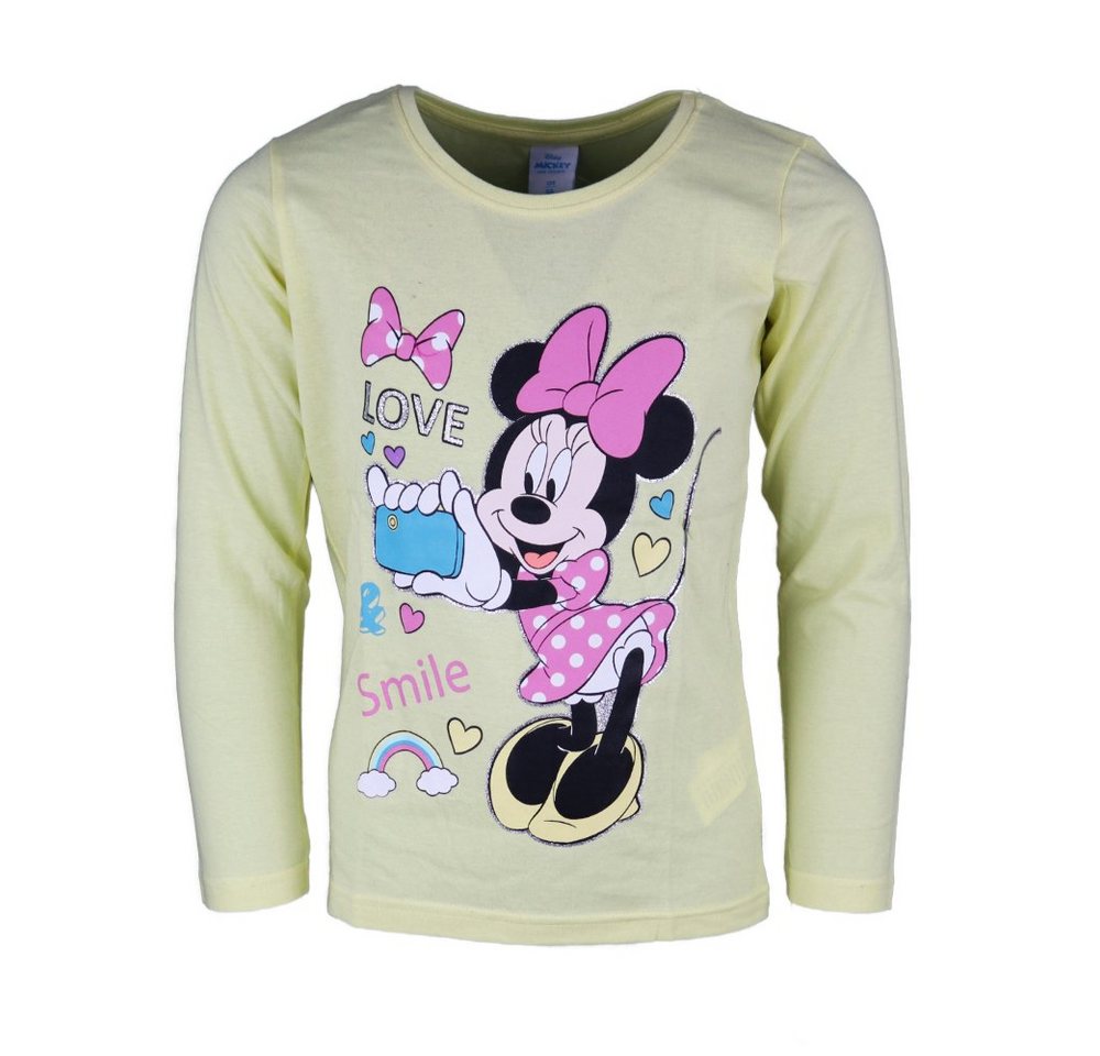 Disney Minnie Mouse Langarmshirt Minnie Maus Kinder Shirt Gr. 104 bis 134, 100% Baumwolle, in Pink oder Gelb von Disney Minnie Mouse