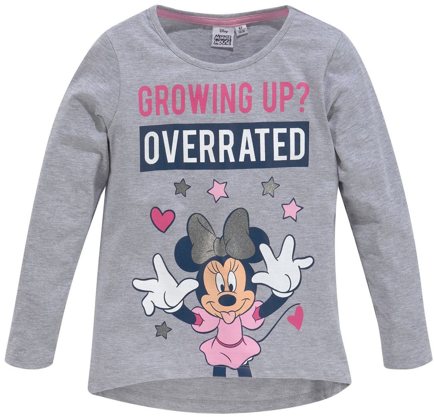 Disney Minnie Mouse Langarmshirt Minnie Mouse Langarm T-Shirt für Mädchen 110 116 128 Glitzer von Disney Minnie Mouse