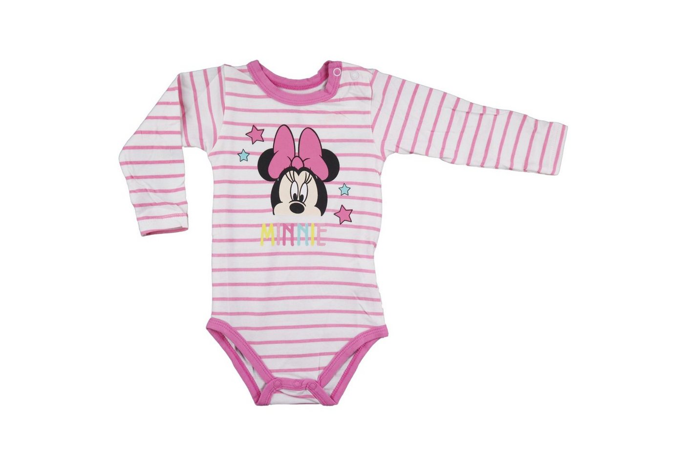 Disney Minnie Mouse Langarmwickelbody Minnie Maus Baby gestreifter kurzarm body Strampler Gr. 68 bis 92 von Disney Minnie Mouse