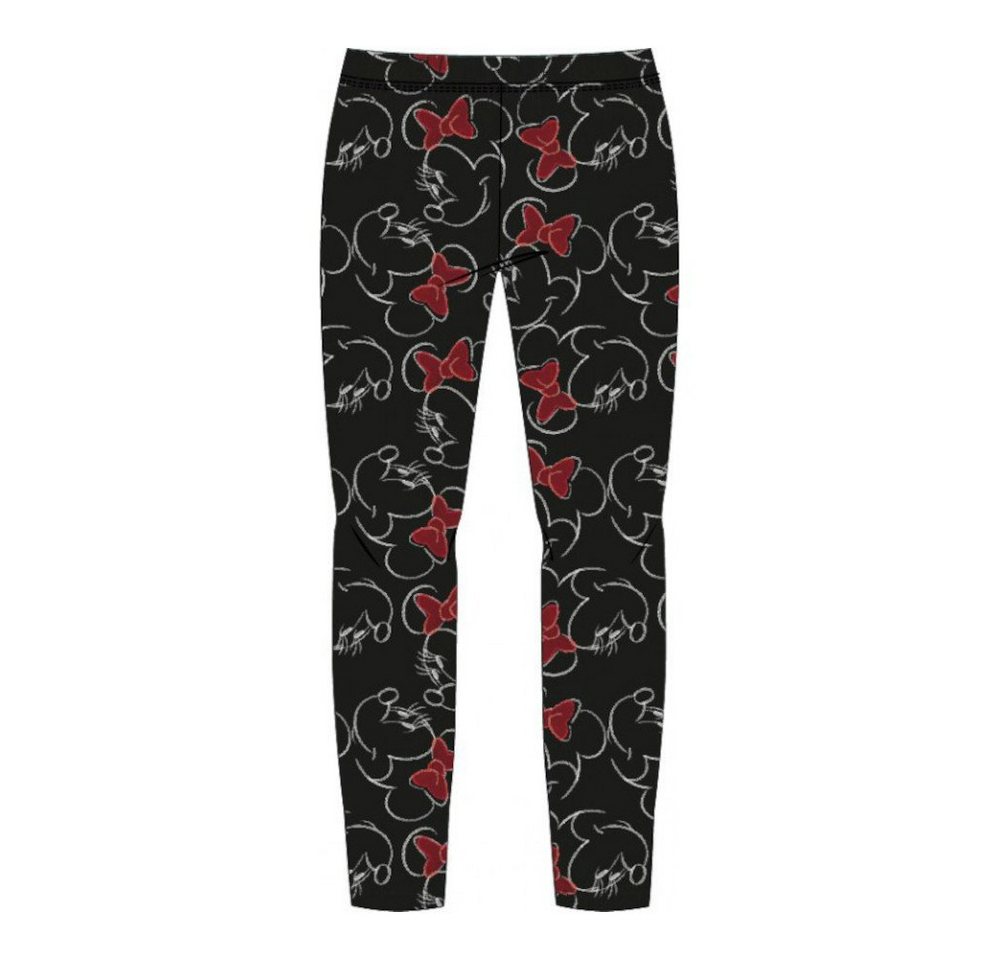 Disney Minnie Mouse Leggings Minnie Leggings für Mädchen mit Roten Schleifen, Schwarz, Größen von Disney Minnie Mouse