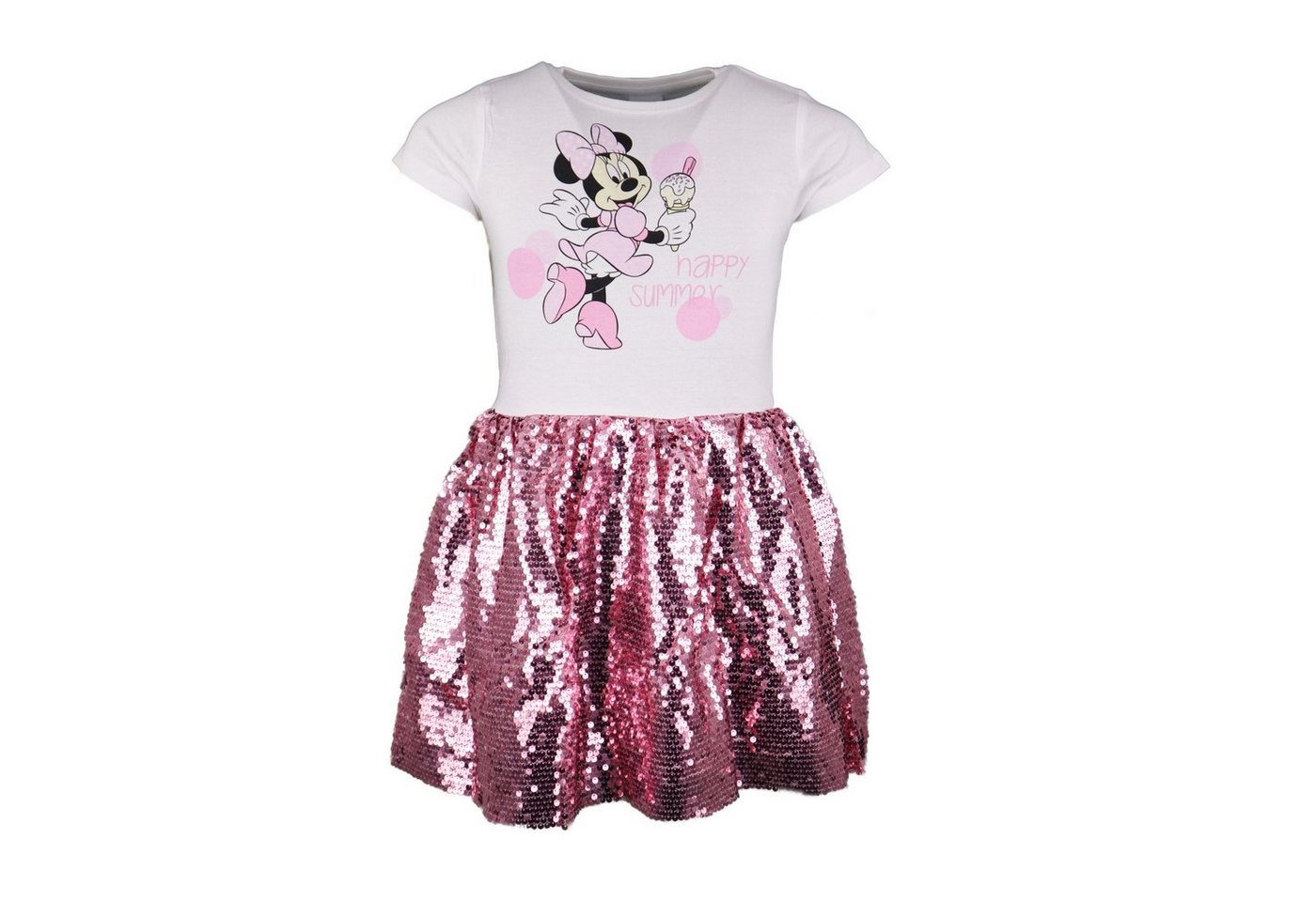 Disney Minnie Mouse Paillettenkleid Minnie Maus Mädchen Kinder Kleid Gr. 104 bis 134 von Disney Minnie Mouse