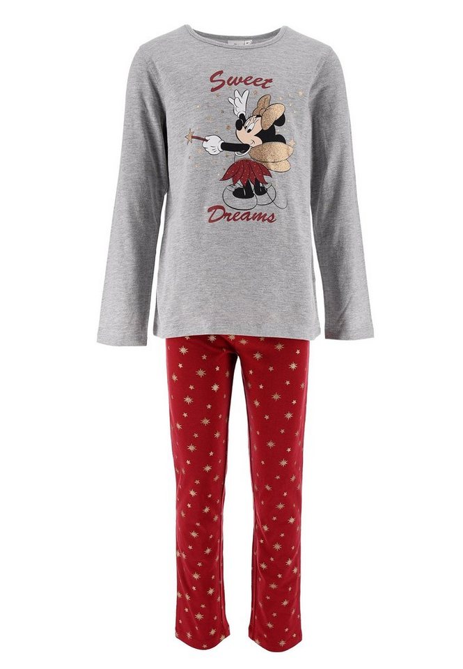 Disney Minnie Mouse Schlafanzug Kinder Mädchen Schlafanzug Kinder Pyjama Langarm Shirt + Schlaf-Hose (2 tlg) Mini Maus von Disney Minnie Mouse