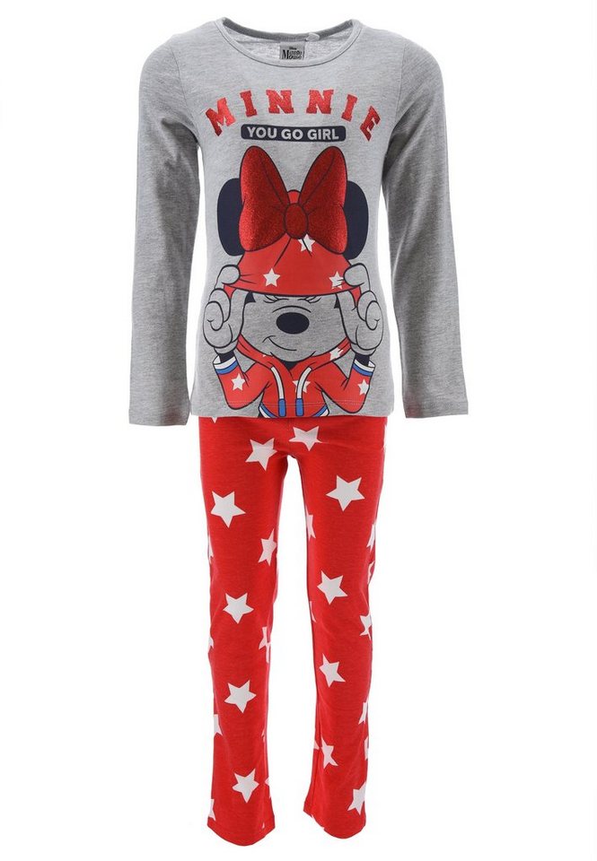 Disney Minnie Mouse Schlafanzug Kinder Mädchen Schlafanzug Kinder Pyjama Langarm Shirt + Schlaf-Hose (2 tlg) Mini Maus von Disney Minnie Mouse