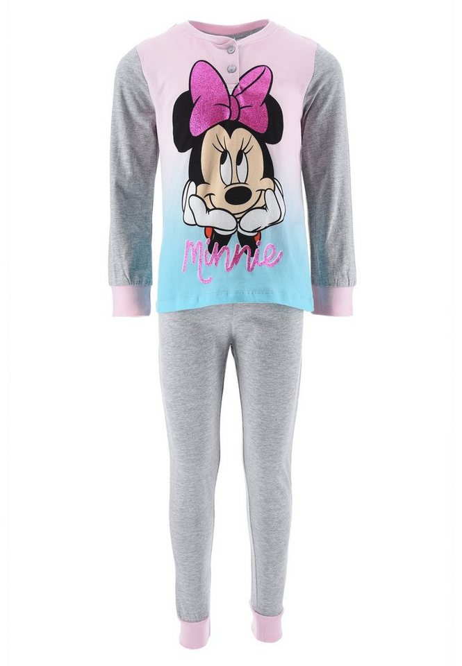 Disney Minnie Mouse Schlafanzug Kinder Mädchen Schlafanzug Kinder Pyjama Langarm Shirt + Schlaf-Hose (2 tlg) Mini Maus von Disney Minnie Mouse