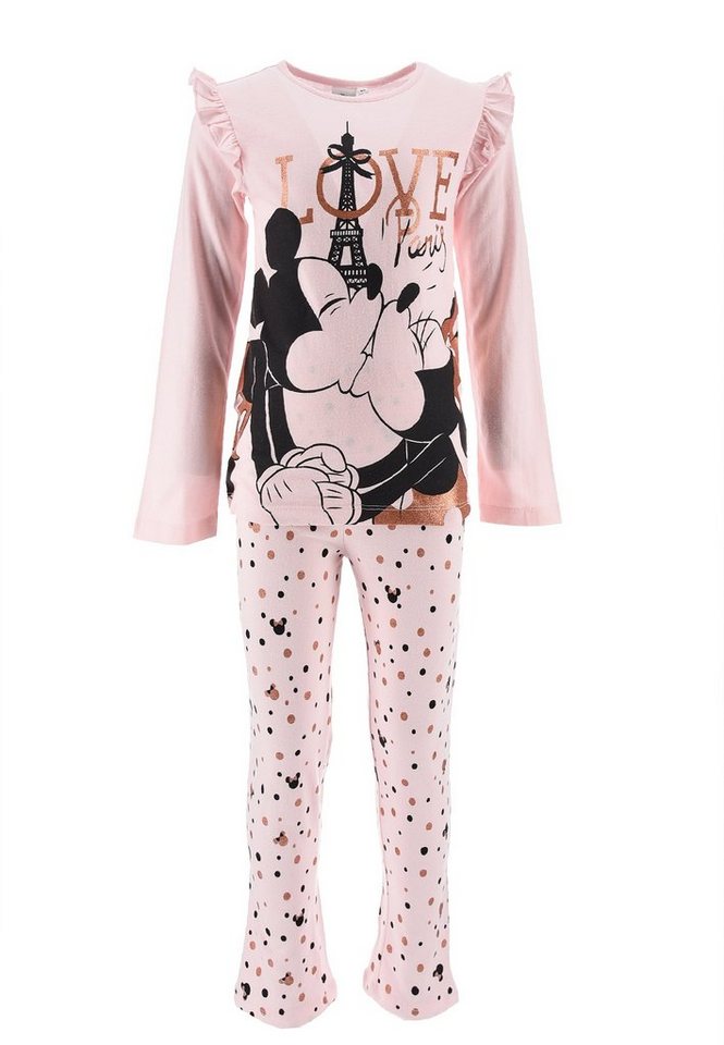 Disney Minnie Mouse Schlafanzug Kinder Mädchen Schlafanzug Kinder Pyjama Langarm Shirt + Schlaf-Hose (2 tlg) Mini Maus von Disney Minnie Mouse