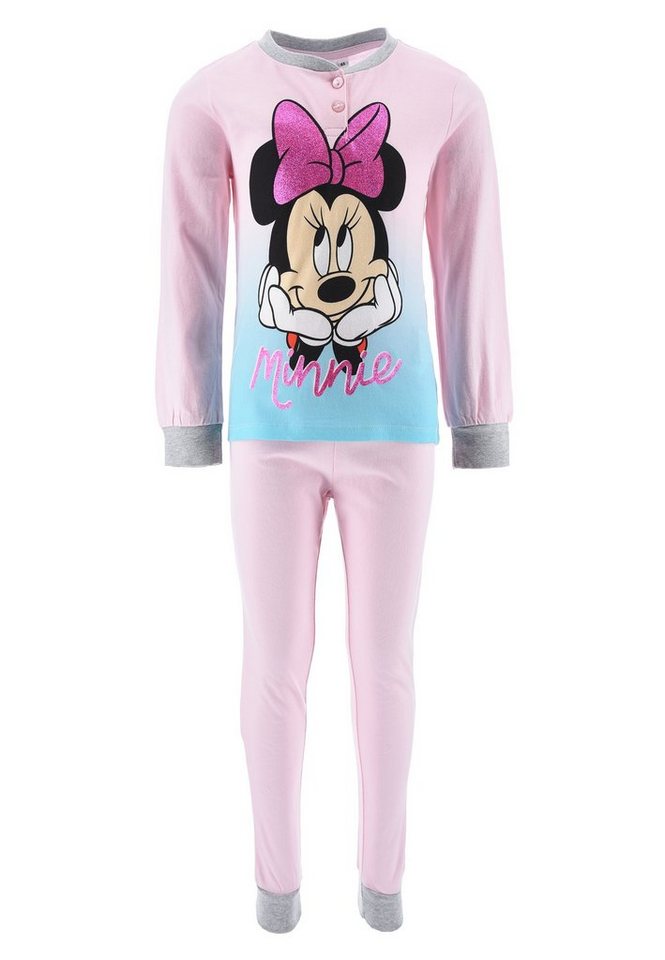 Disney Minnie Mouse Schlafanzug Kinder Mädchen Schlafanzug Kinder Pyjama Langarm Shirt + Schlaf-Hose (2 tlg) Mini Maus von Disney Minnie Mouse