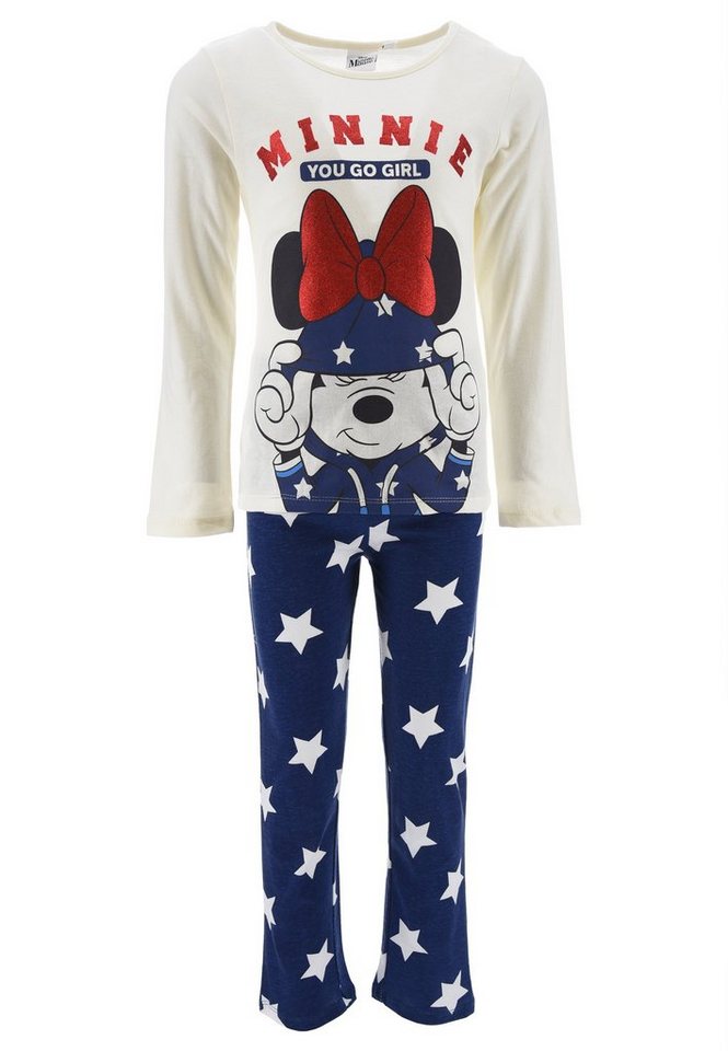 Disney Minnie Mouse Schlafanzug Kinder Mädchen Schlafanzug Kinder Pyjama Langarm Shirt + Schlaf-Hose (2 tlg) Mini Maus von Disney Minnie Mouse