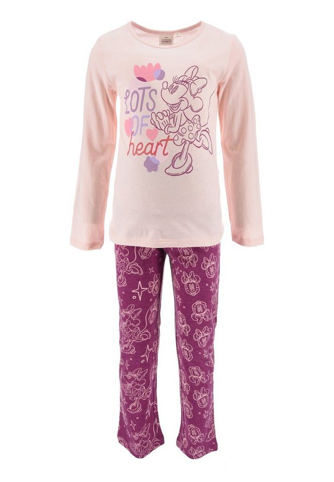 Disney Minnie Mouse Schlafanzug Kinder Mädchen Schlafanzug Kinder Pyjama Langarm Shirt + Schlaf-Hose (2 tlg) Mini Maus von Disney Minnie Mouse