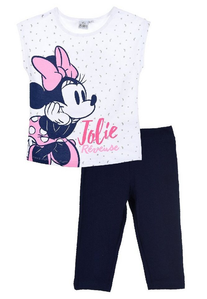 Disney Minnie Mouse Schlafanzug Kinder Mädchen Schlafanzug Kinder Pyjama kurzarm Shirt + Schlaf-Hose (2 tlg) Mini Maus von Disney Minnie Mouse