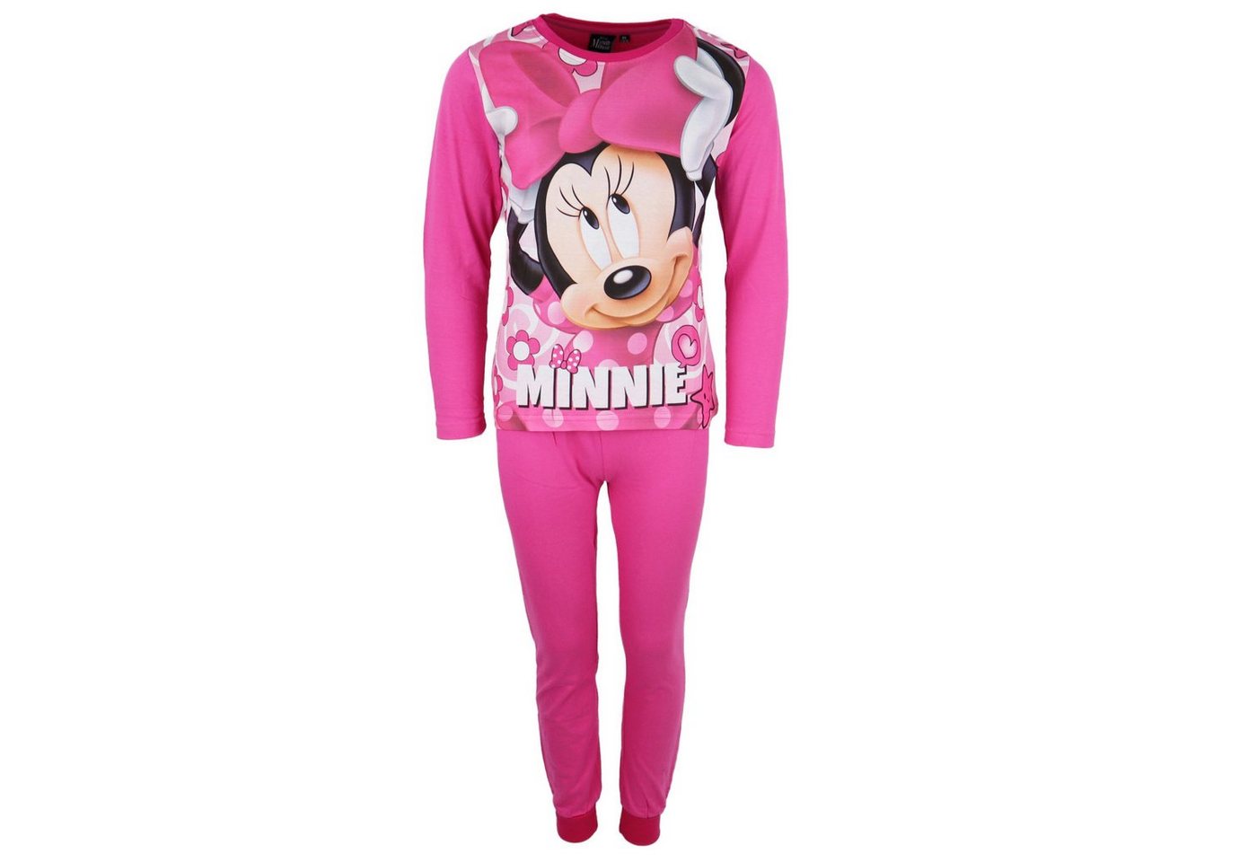 Disney Minnie Mouse Schlafanzug Kinder Pyjama Gr. 98 bis 128, Baumwolle, Rosa oder Pink von Disney Minnie Mouse