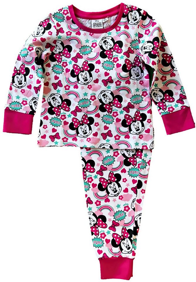 Disney Minnie Mouse Schlafanzug MINNIE MOUSE Pyjama langer Mädchen Schlafanzug 2-8 Jahre (Zweiteilger Kinder Pyjama) Langer Mädchen Schlafanzug von Disney Minnie Mouse