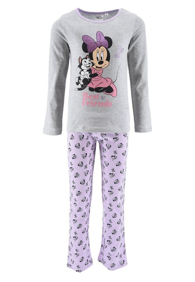 Disney Minnie Mouse Schlafanzug Mädchen Schlafanzug Pyjama Langarm Shirt + Schlaf-Hose (2 tlg) Mini Maus von Disney Minnie Mouse