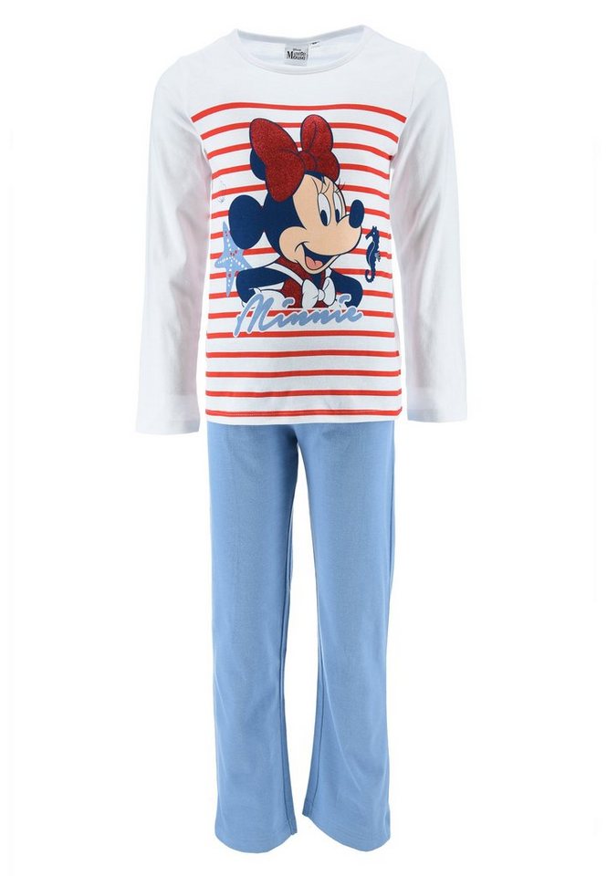 Disney Minnie Mouse Schlafanzug Mädchen Schlafanzug Kinder Pyjama Langarm Shirt + Schlaf-Hose (2 tlg) Mini Maus von Disney Minnie Mouse