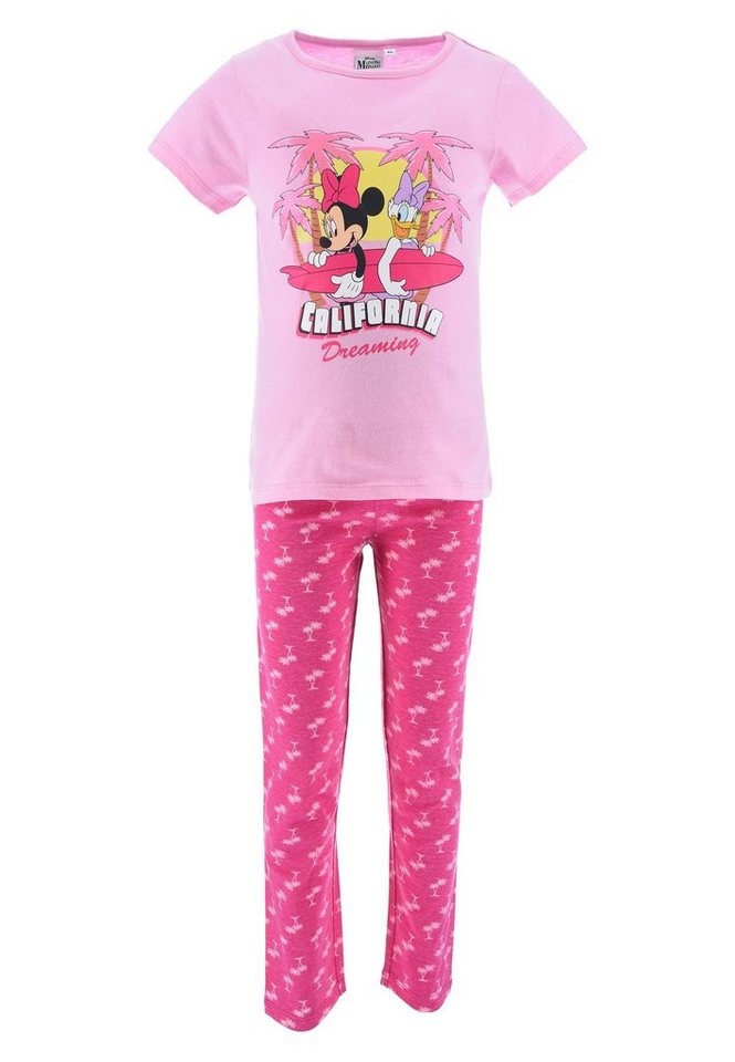 Disney Minnie Mouse Schlafanzug Mädchen Schlafanzug Pyjama kurzarm Shirt + Schlaf-Hose (2 tlg) Mini Maus von Disney Minnie Mouse