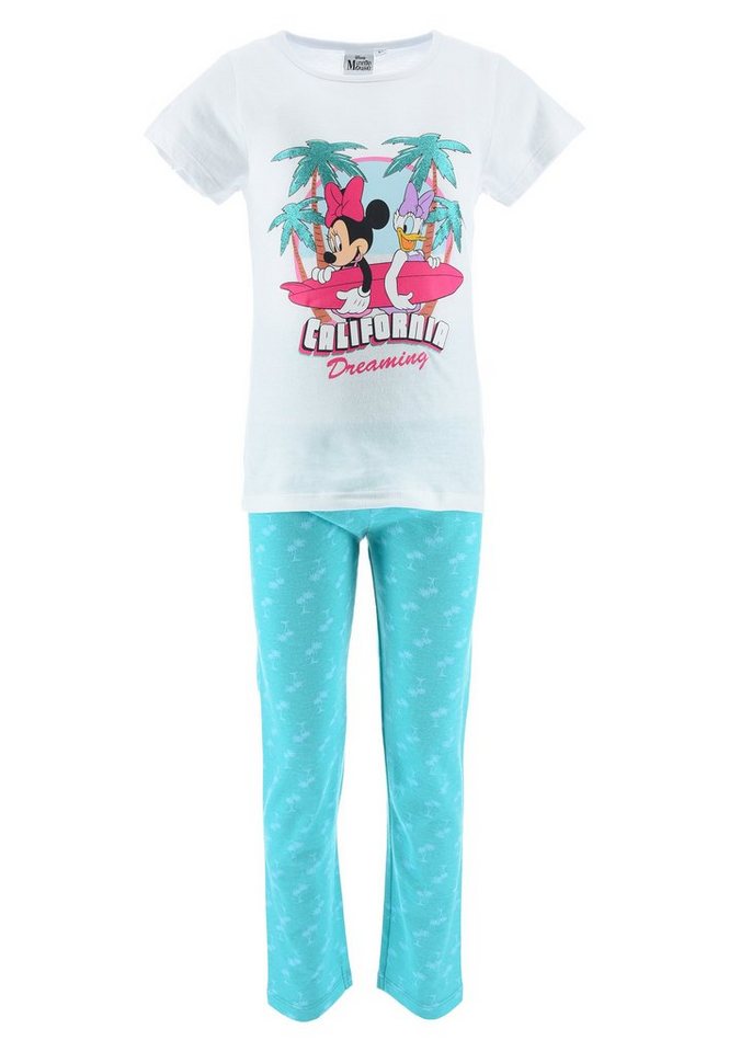 Disney Minnie Mouse Schlafanzug Mädchen Schlafanzug Pyjama kurzarm Shirt + Schlaf-Hose (2 tlg) Mini Maus von Disney Minnie Mouse