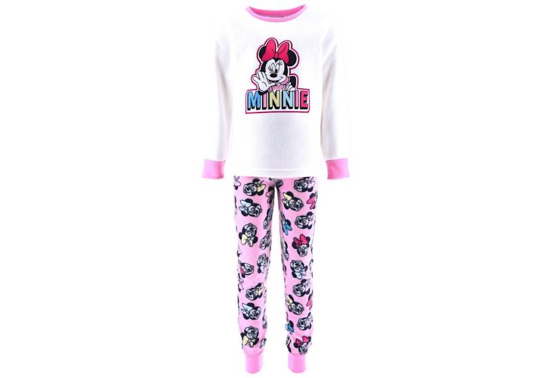 Disney Minnie Mouse Schlafanzug Minnie Maus (2 tlg) Mädchen Fleece Pyjama langarm Gr. 98 - 128 cm von Disney Minnie Mouse