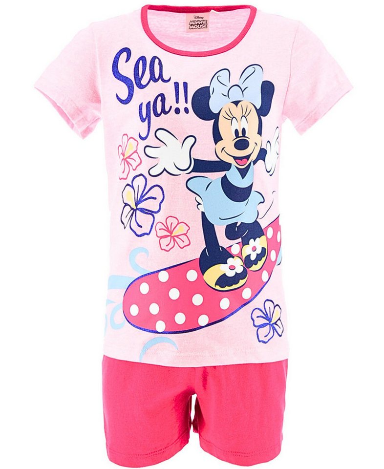 Disney Minnie Mouse Schlafanzug Minnie Maus (2 tlg) Mädchen Shorty aus nachhaltigen Materialien Gr. 98 - 128 cm von Disney Minnie Mouse