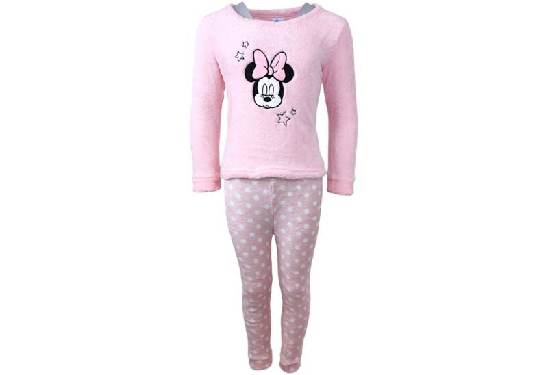Disney Minnie Mouse Schlafanzug Minnie Maus (2 tlg) Mädchen flauschiger Pyjama langarm Gr. 92 - 128 cm von Disney Minnie Mouse