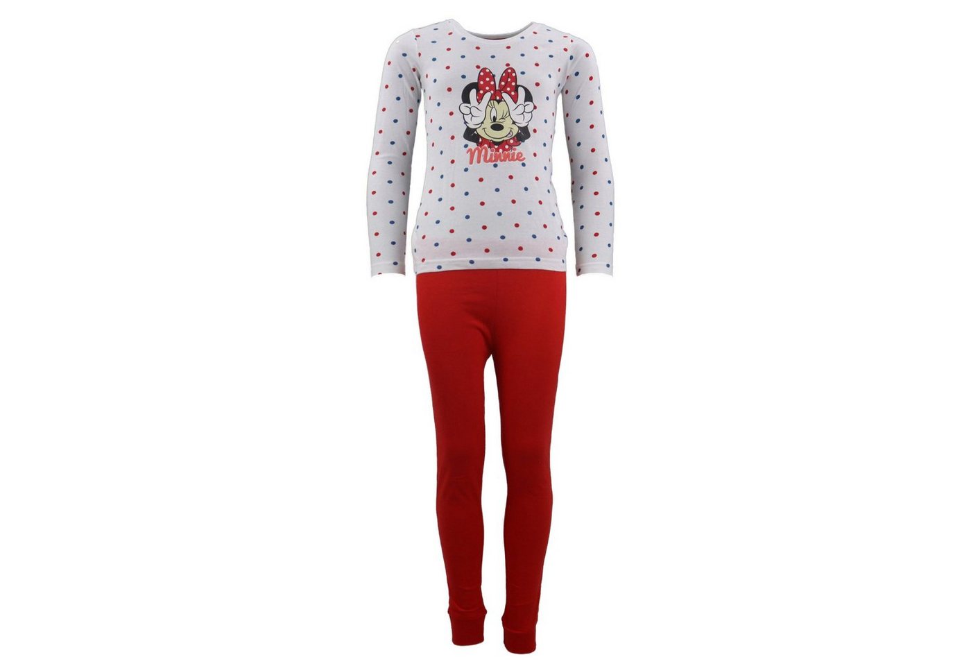 Disney Minnie Mouse Schlafanzug Minnie Maus Mädchen Kinder Pyjama Gr. 98 bis 128, 100% Baumwolle von Disney Minnie Mouse