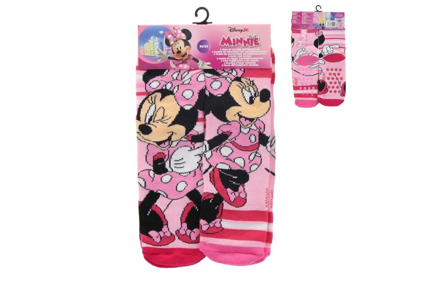 Disney Minnie Mouse Socken 2er Pack Kinder Socken rutschfeste Kuschelsocken von Disney Minnie Mouse